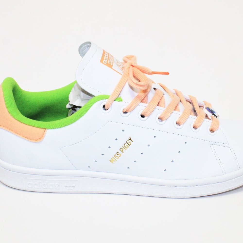 Adidas Stan Smith Disney Kermit & Miss Piggy White / Green / Peach Men's 9.5 - Picture 6 of 13